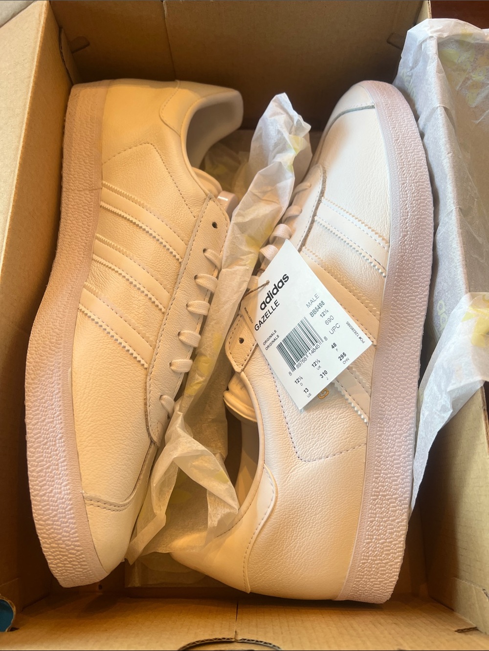 brand new Adidas all white leather Gazelles mens size 13 box included